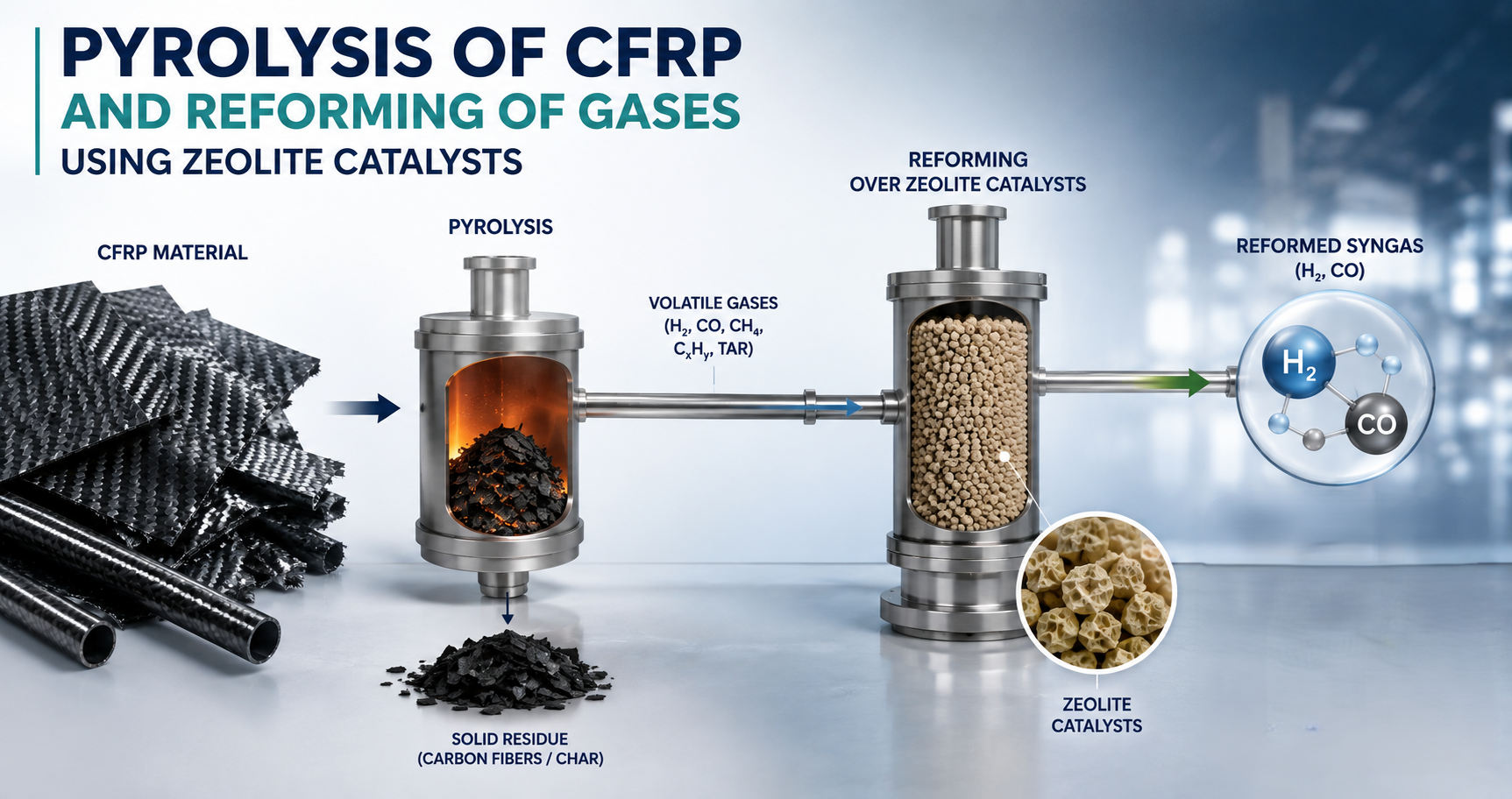 Pyrolysis of CFRP and Reforming of Gases Using Zeolite Catalysts